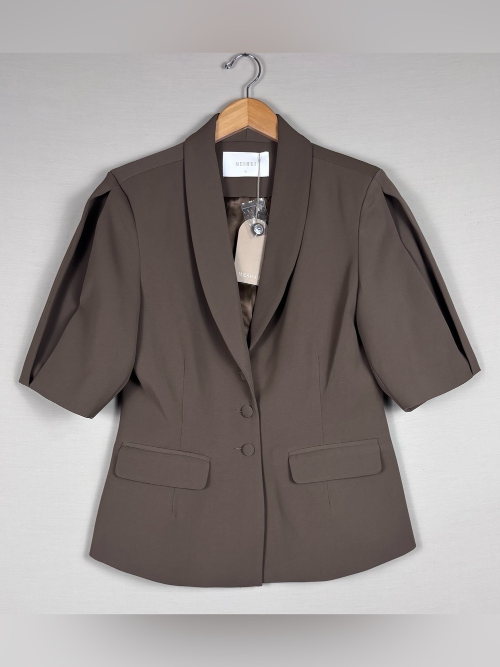 NWT Meshki Cocoa Brown Puff Sleeve Blazer Top XL Statement Jacket